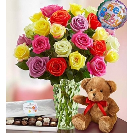 New Baby Celebration Assorted Roses