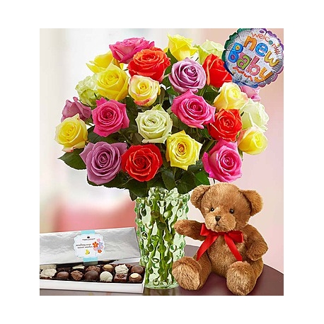 New Baby Celebration Assorted Roses